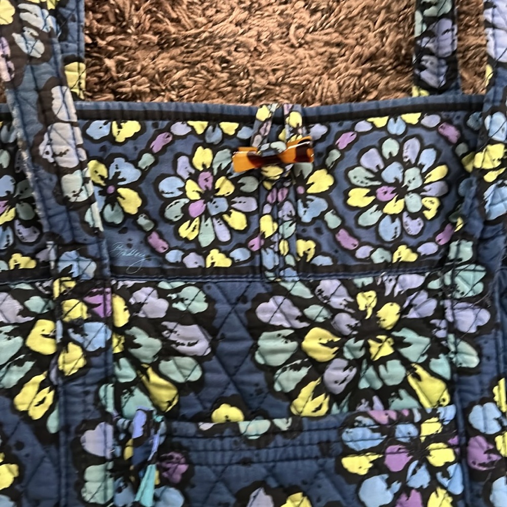 Vera Bradley shoulder bag w/matching wallet. Blue/purple/lime green - Picture 2 of 9